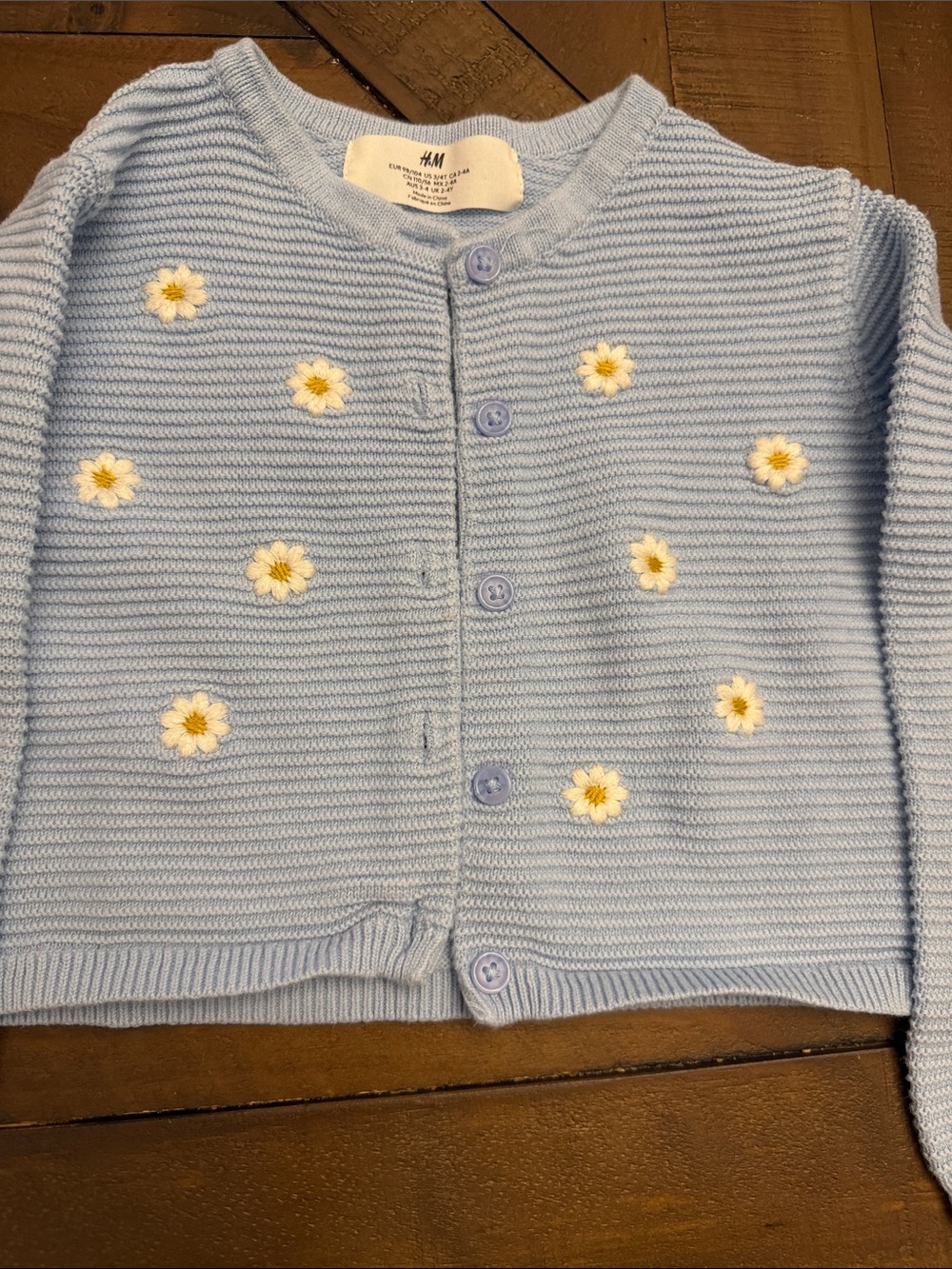 H&M Baby Blue Daisy Knit Cardigan